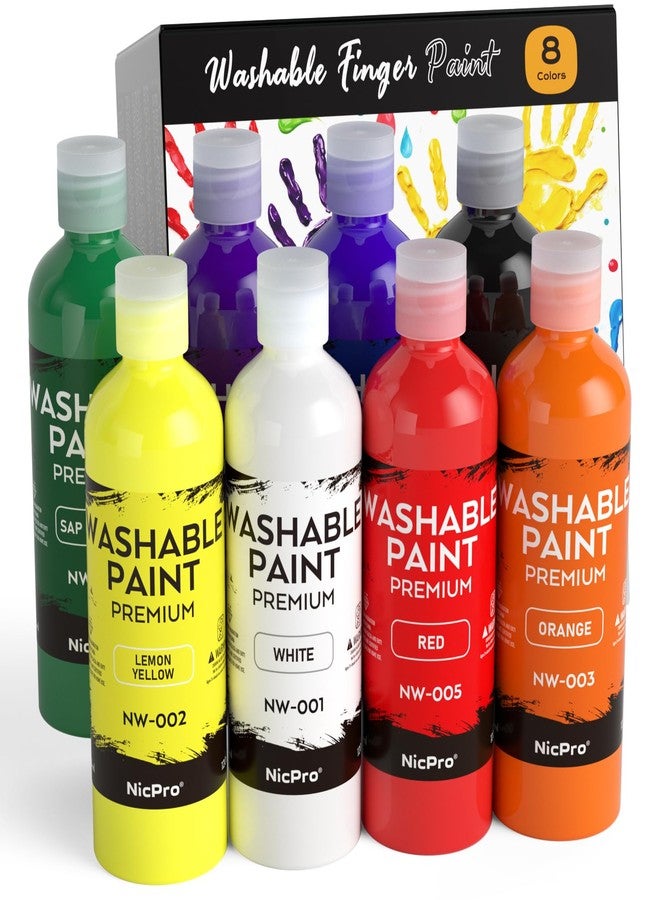 Nicpro 8 Colors Washable Paint Set for Kid (4oz,120 ml), Acrylic Bulk Paint Supplies Non Toxic Children Tempera Paint, Easy Clean Finger Paint for Art Craft DIY, Poster, School, Home,Classroom, Party - Image 1